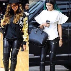 Zara moto zip leather pants